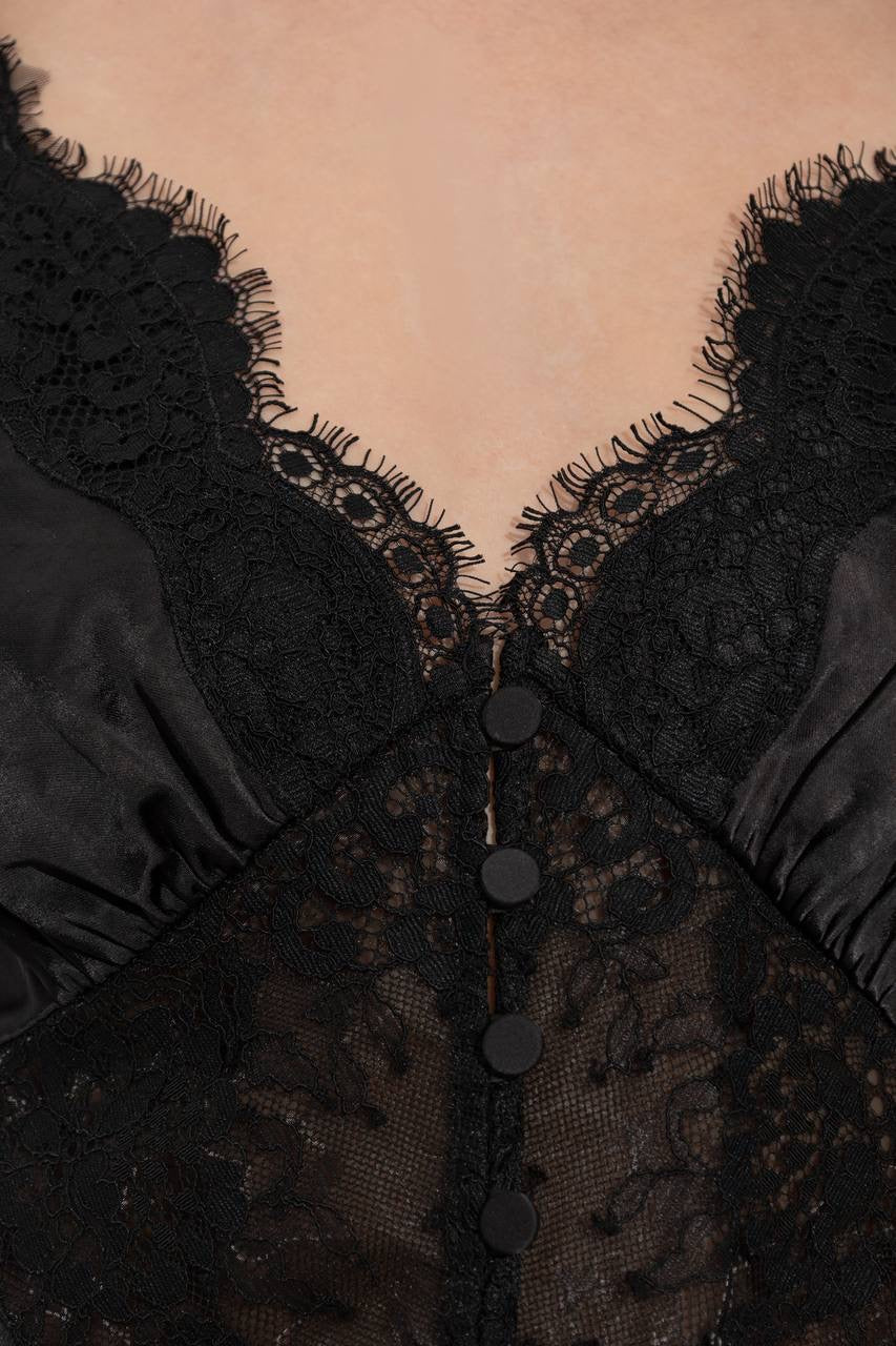SP Black Satin Lace Top