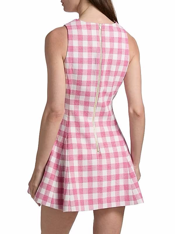 CC Saya Cotton-blend Gingham Vest Mini Dress