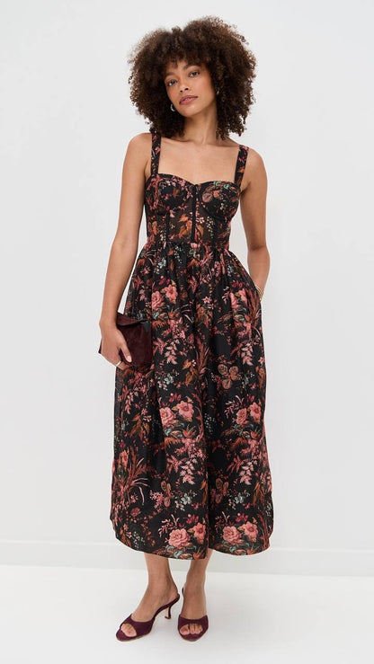 CC Pheobe Bustier Silk-linen Midi & Mini Dress
