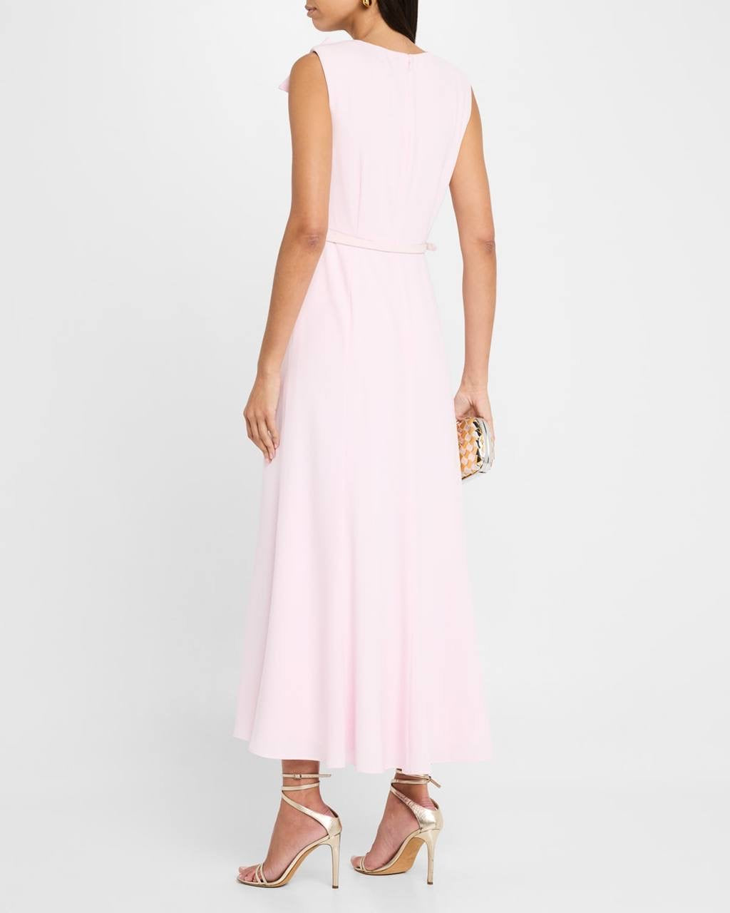 RM Bow Embellished Satin Crepe Belted Maxi Dress