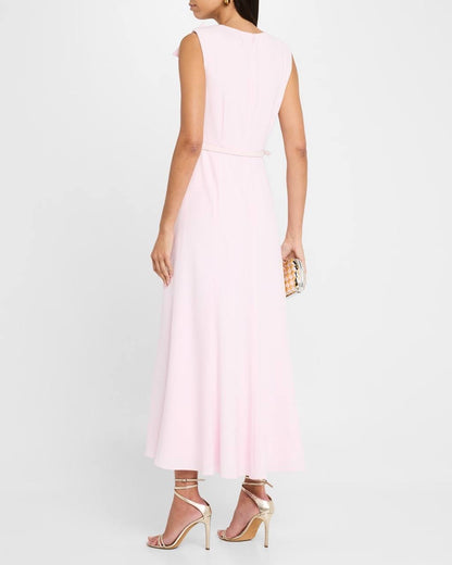 RM Bow Embellished Satin Crepe Belted Maxi Dress