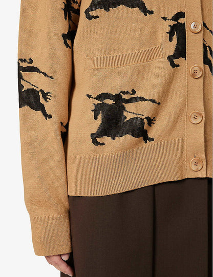 BBR Brittany Cotton Silk All-over Logo Cardigan in Tan EKD