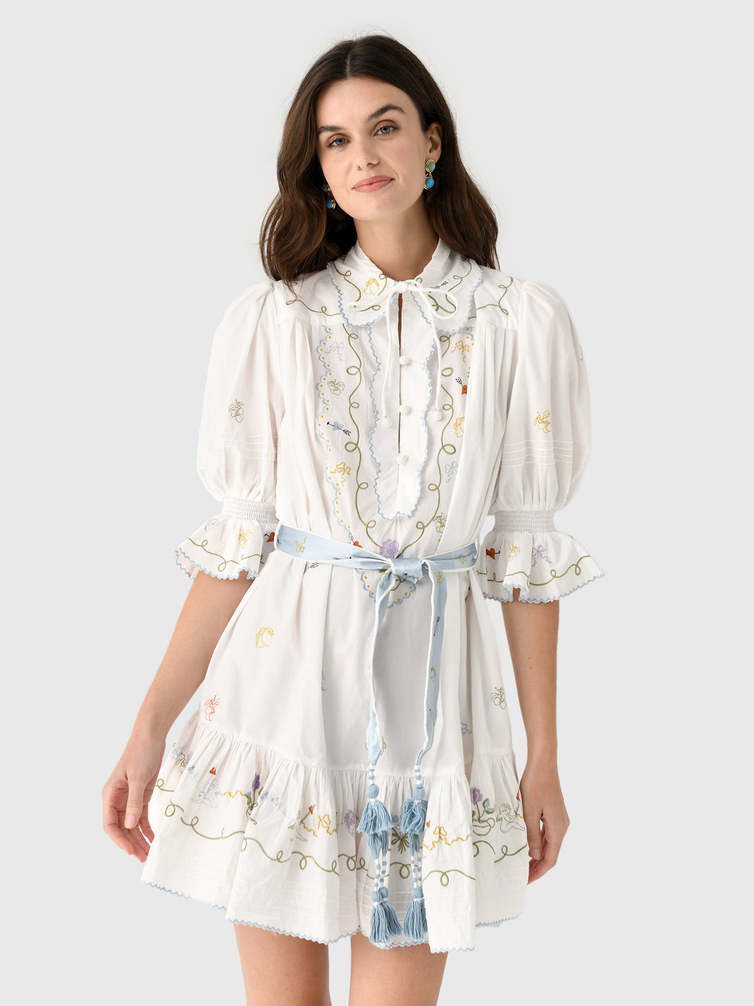 ALM Giulia Embroidered Cotton Mini Dress