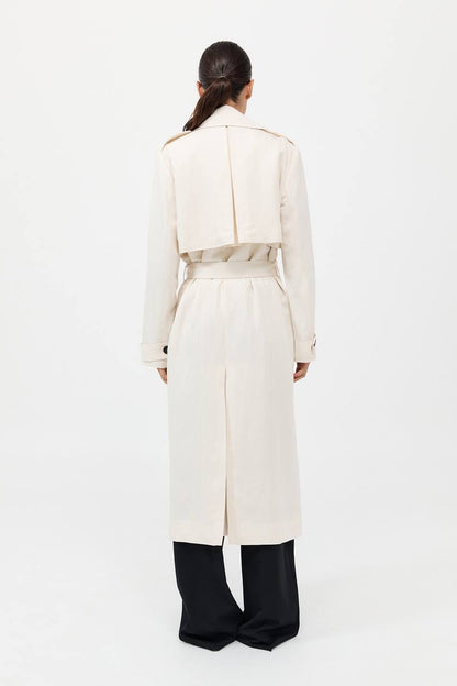 SA Soft Tailored Lyocell-Linen Long Trench Coat