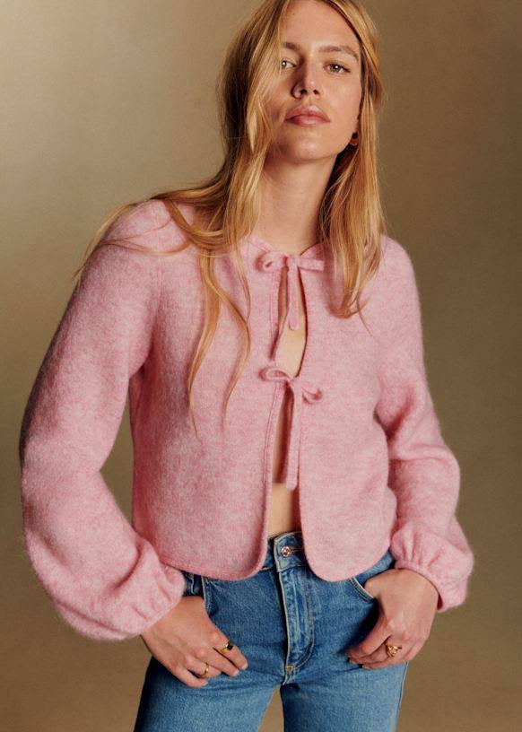 SZ Marie Mohair-Wool blend Ribbon Tie Cardigan