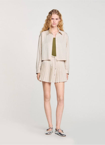 SD Stella Rhinestone Cropped Cotton Shirt | Stellie Pleated Mini Skirt | Set