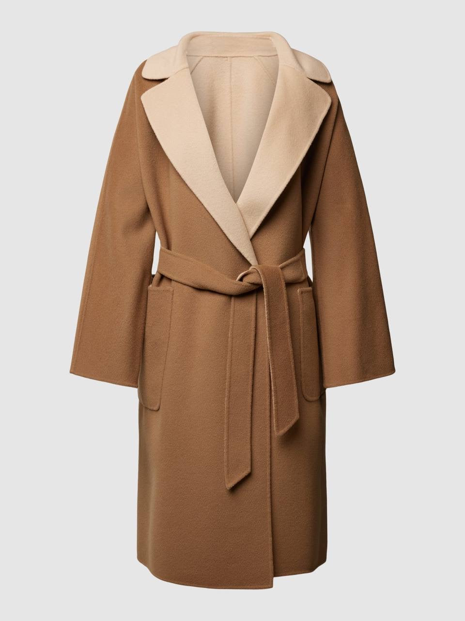 SALE! MM Reversible Rail Belted Wool Coat in Cream/Camel