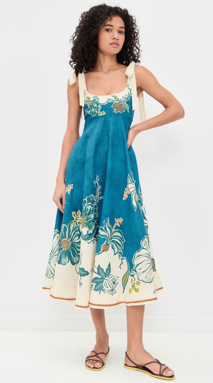 ALM Luda Ballet Linen Sundress Midi Dress