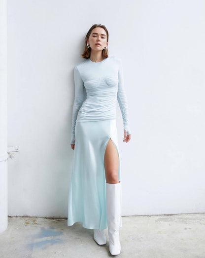 STL Alessia Draped Gown Bustier Maxi Dress