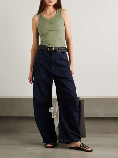 LW Anagram Barrel Denim Jeans Pants in Dark Indigo Wash