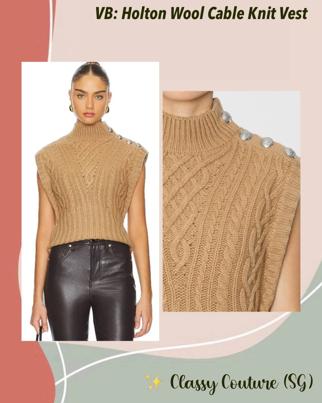 VB Holton Wool Cable Knit Vest
