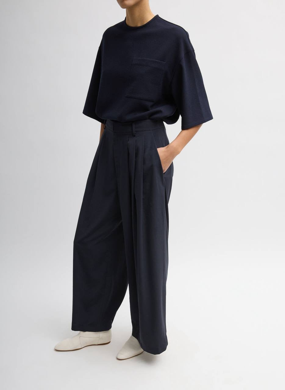 TB Mica Crepe Easy T-Shirt in Navy blue