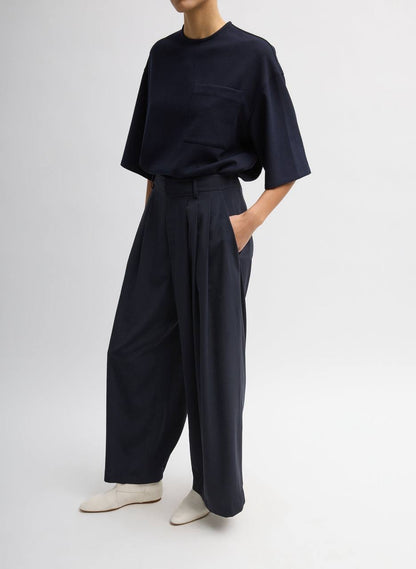 TB Mica Crepe Easy T-Shirt in Navy blue