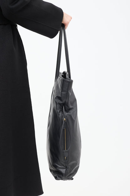TR Polly Smooth Calfskin Leather Drawstring Tote Bag