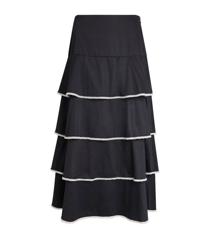 SD Cotton Pearl Embellished Shirt | Tiered Midi Maxi Skirt | Set