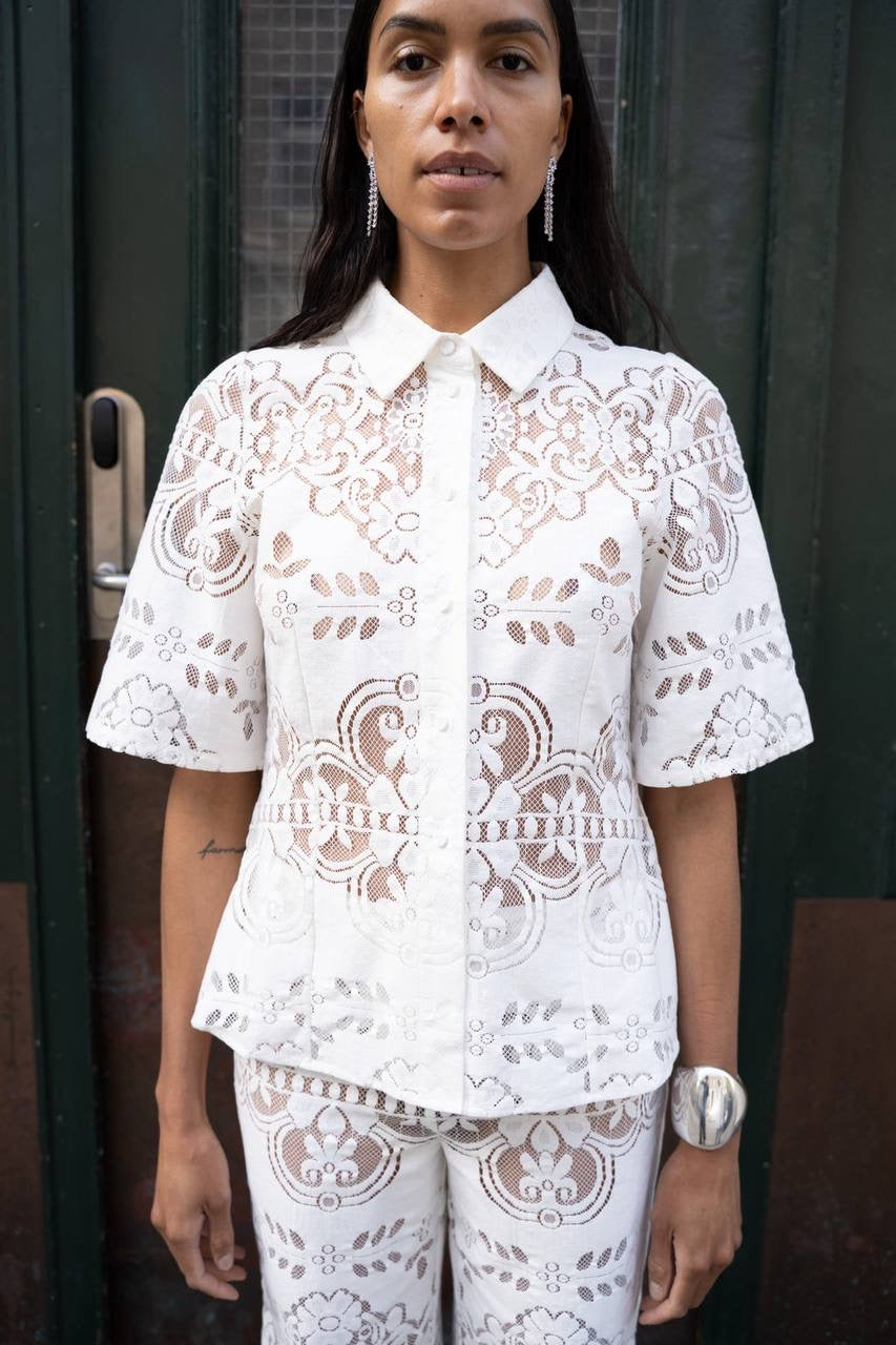 ML Tillie Shirt | Charlie Pants | Sheer Cotton-blend Lace Set