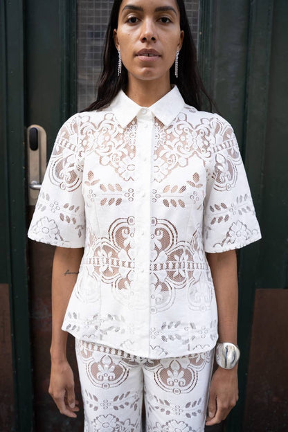 ML Tillie Shirt | Charlie Pants | Sheer Cotton-blend Lace Set