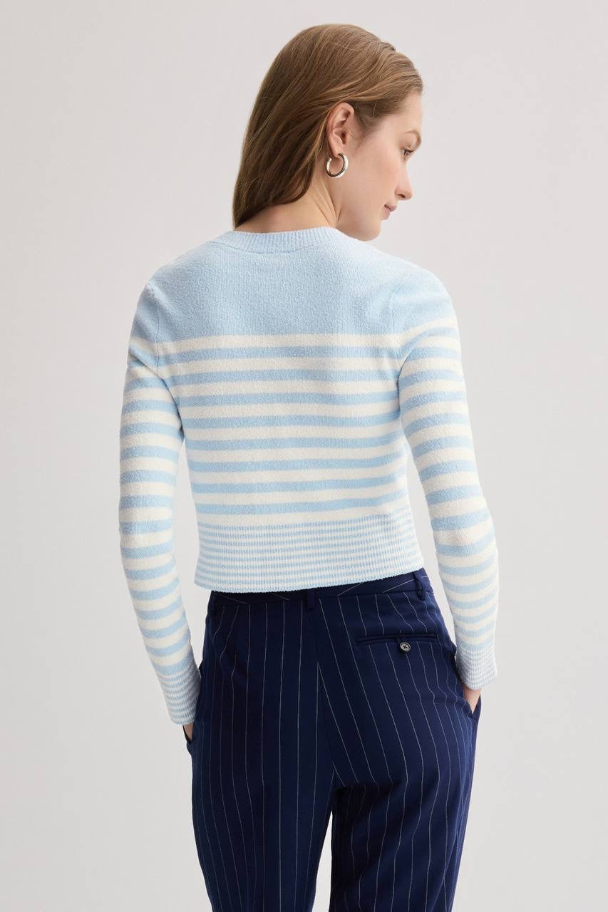 SD Biarritz Blue Stripe Cotton-knit Cardigan