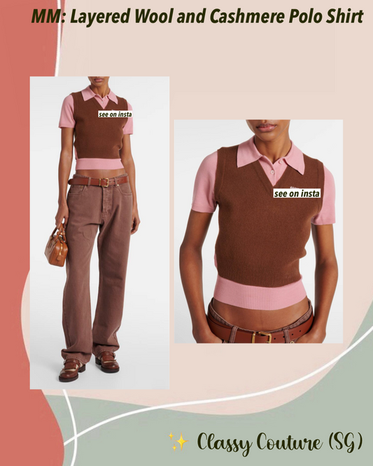 MM Layered Wool and Cashmere Polo Shirt in Pink/Brown