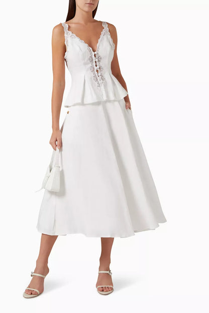 Ref Josefina Linen Peplum Top