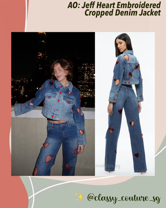 AO Jeff Heart Embroidered Cropped Denim Jacket