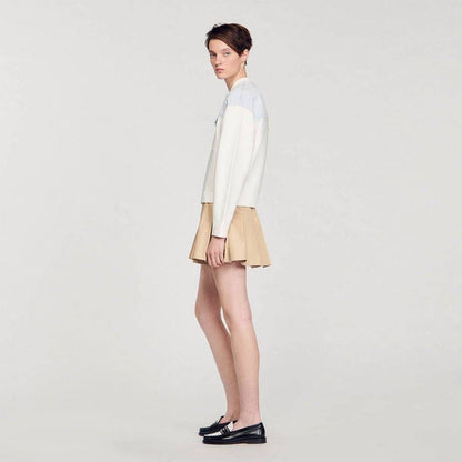 SD Dual-Material Coatigan Bomber Jacket in white/blue