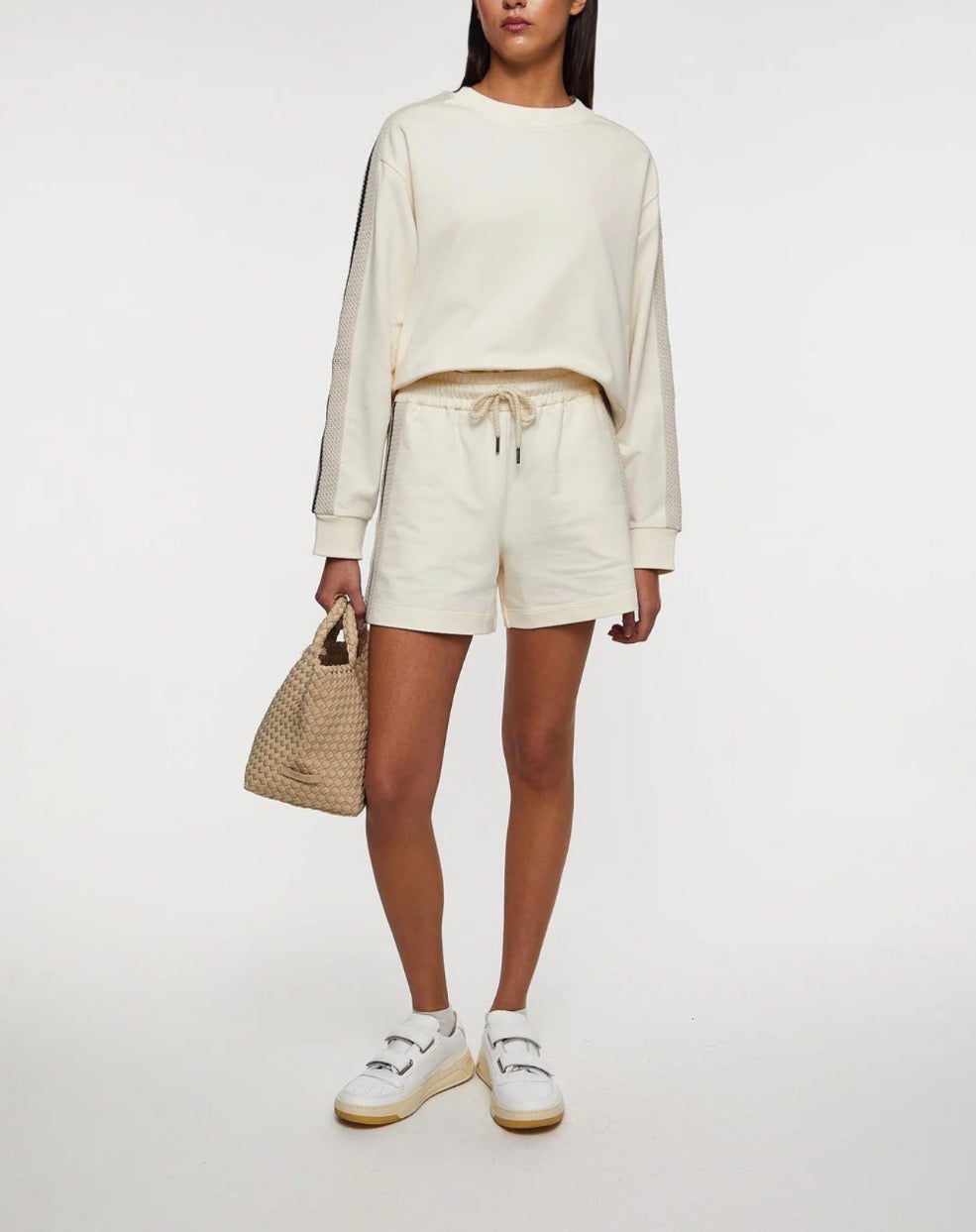 MC Crochet Accent Cotton Sweatshirt Pullover | Shorts | Set