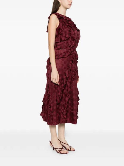 UJ Kavita Cascading Ruffled Midi Dress