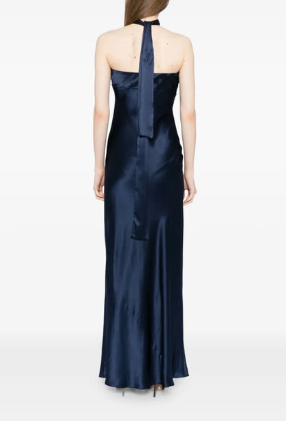 SALE! Oren Strapless Bandeau Silk Maxi Dress with Scarf