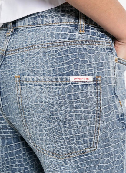 SP Croc Effect Front Zip Jeans