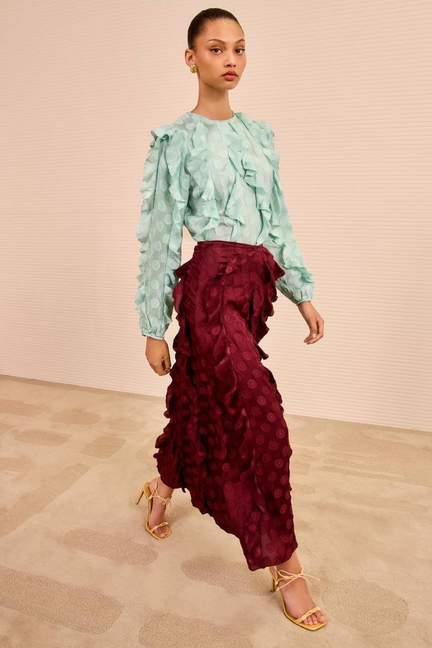 UJ Della Cascading Ruffle Blouse