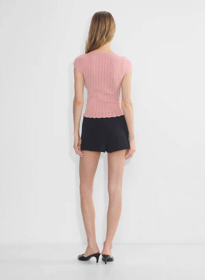 ARZ Soloist Wonder Yarn Viscose-blend Short Sleeve Sweater Top