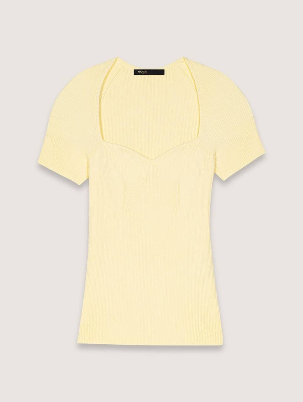 MJ Moka Rib Knit Sweetheart Shirt Top