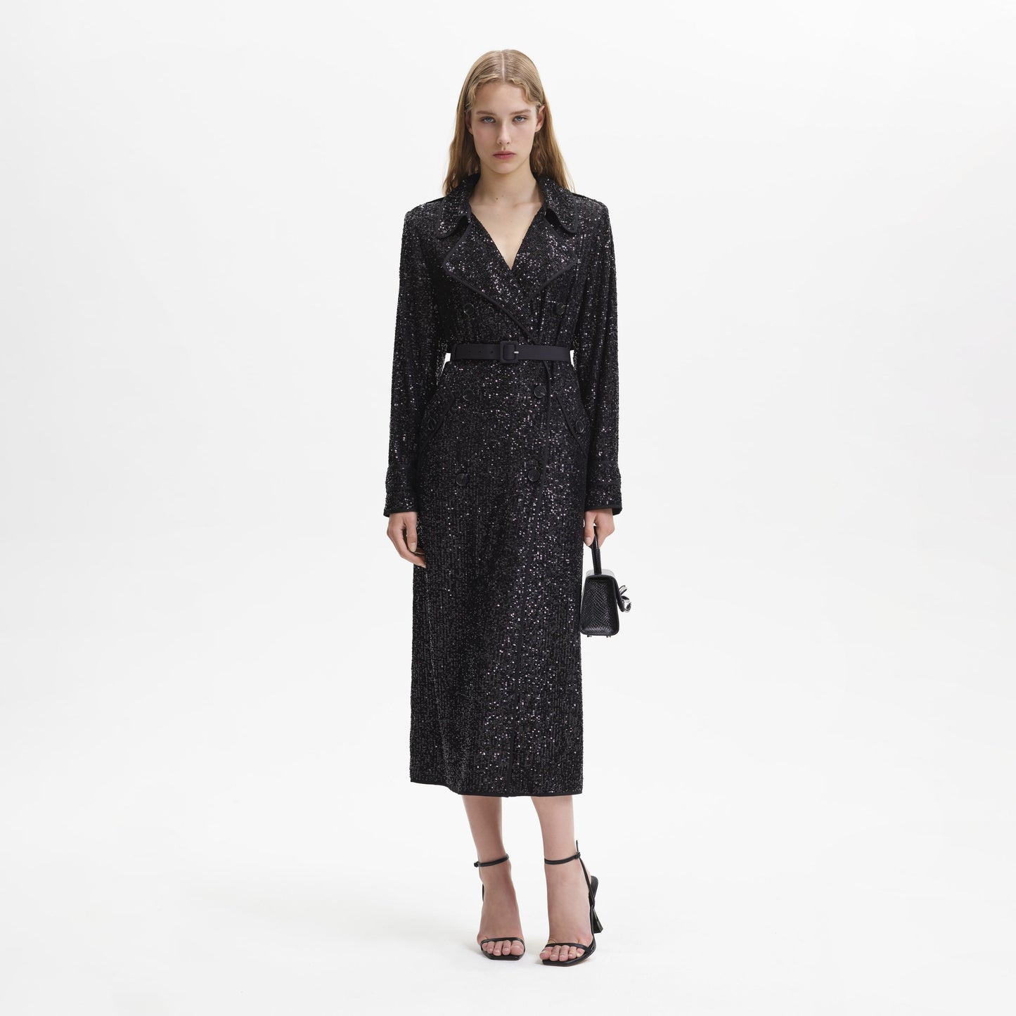 SP Black Sequin Trench Coat