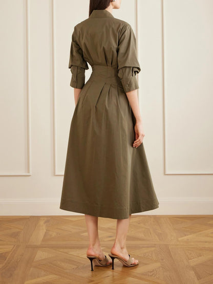 (PART 2/2) SK Jazz Pintuck Cotton-blend Midi Dress