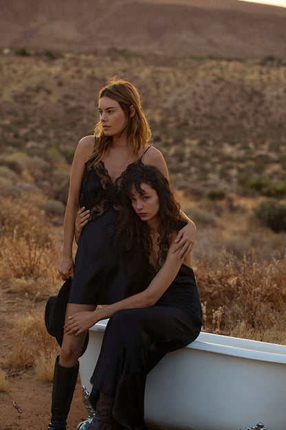 STL Aries Mini Slip Dress in Black Silk