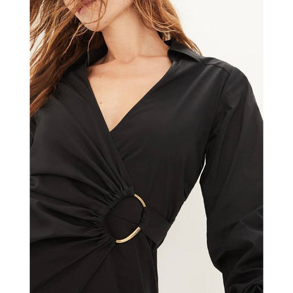 VB Afton Sheath Cotton-Blend Wrap Midi Dress