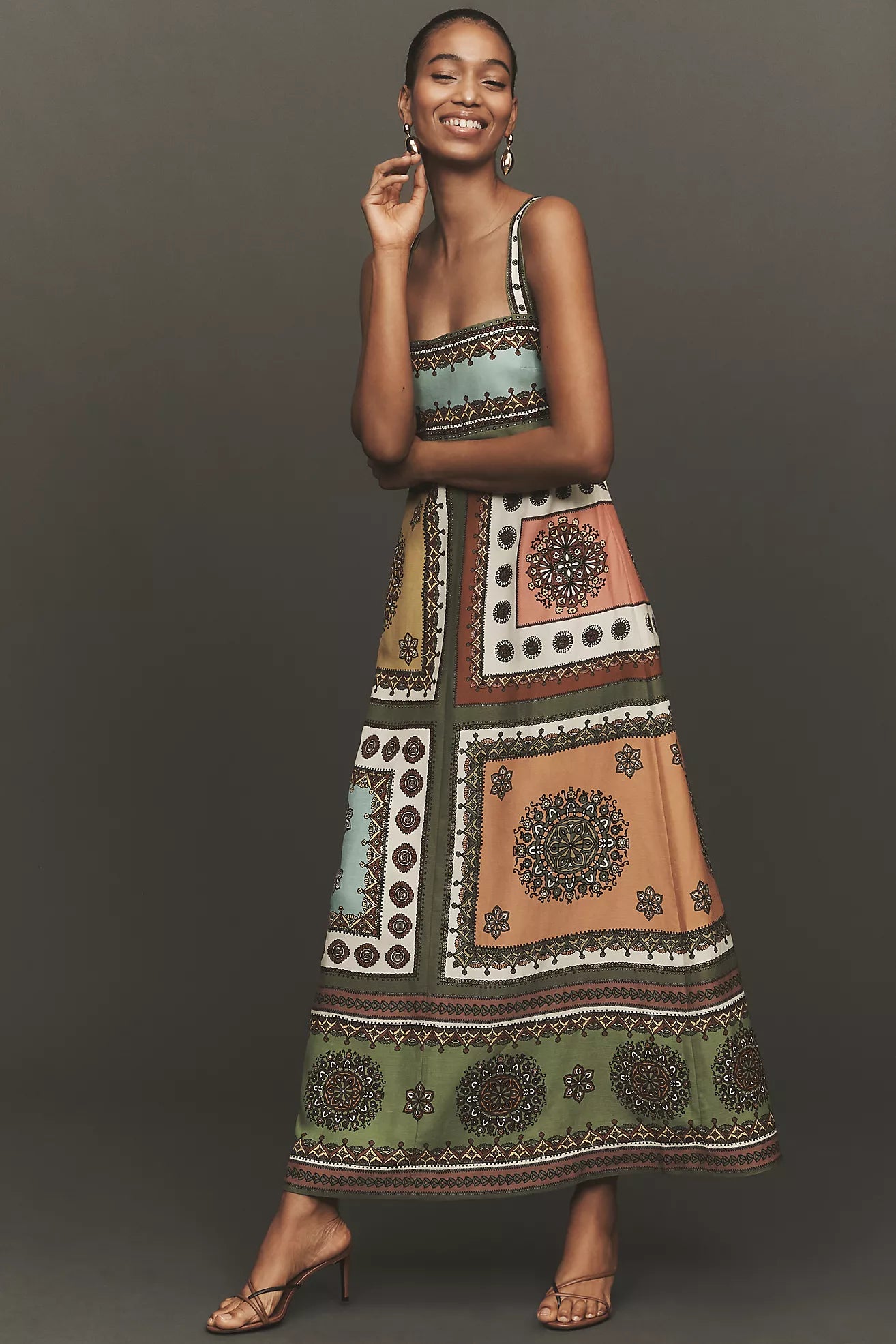 ALM Contina Day Viscose-Linen Midi Dress Sundress