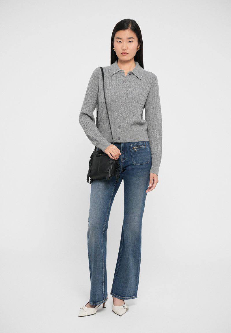 MJ Rhinestone Embellished Collar Cardigan