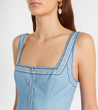 ALM Villa Romantica Sleeveless Cotton Poplin Scoop back Midi Dress