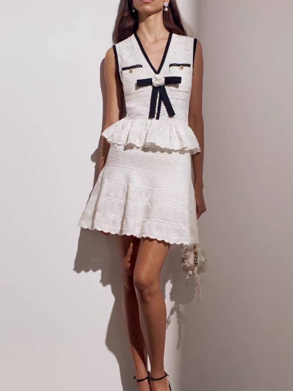SP Peplum Pointelle Knit Mini Dress