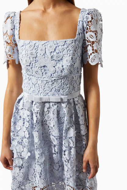 SALE! SP Blue Guipure Lace Midi Dress