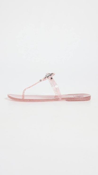 TB Mini Miller Flat Thong Flip Flops Clear Jelly Sandals in Glitter & Transparent