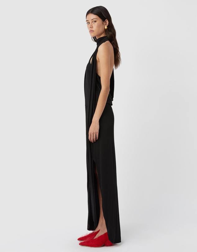 CM Marino Stretch-cotton Jersey Scarf-detail Midi Dress