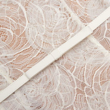 SP Cream Tulle Floral Lace Midi Dress