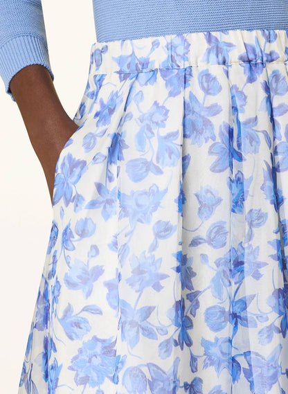 MM Cornflower Silk Midi Skirt