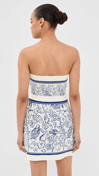 SK Darbie Linen-viscose Bustier Strapless Tube Wrap Mini Dress