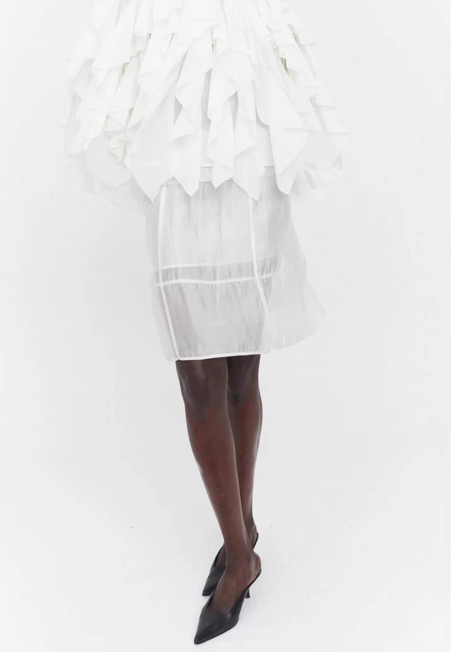 TG Sheer Apron Top | Skirt in White