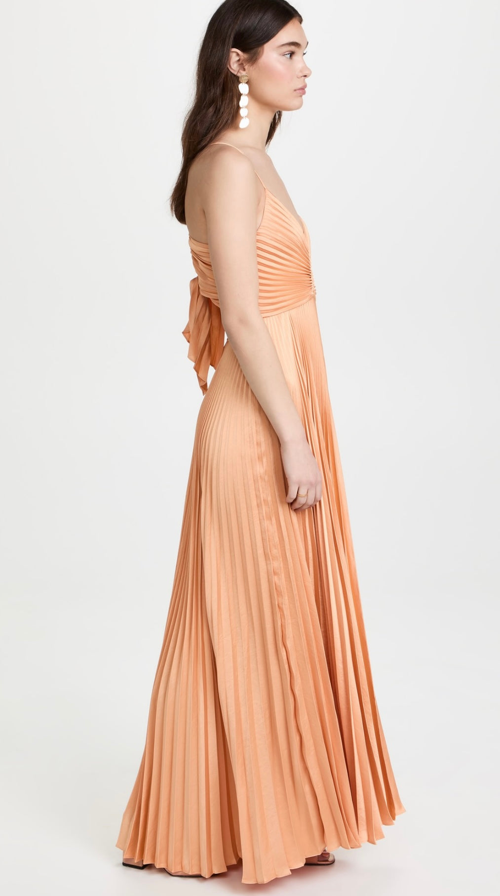 ALC Aries Pleated Maxi Dress in Bella Bronze Pink and Mandarin Orange ...