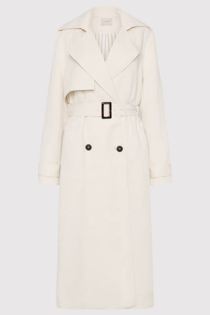 SA Soft Tailored Lyocell-Linen Long Trench Coat